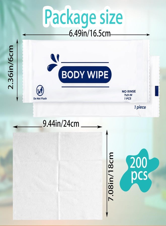 Cptoion 200pcs Body Wet Wipes Individually Wrapped, Wet Wipe with Aloe, Hand Wipe for Travel Gym Camping, Adults Bathing No Rinse - Image 2